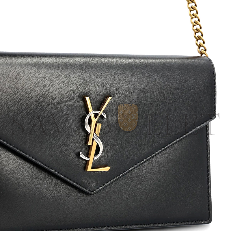 YSL CASSANDRE ENVELOPE CHAIN WALLET IN SMOOTH LEATHER 743050AAB4K1025 (19*12.5*3.5cm)